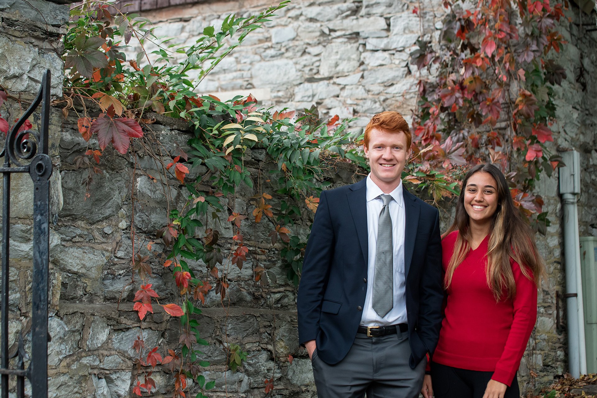 One male and one female Hoosac student showcasing Hoosac's dress code